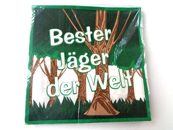"20 Stk. Servietten \" Bester JäGer Der Welt \", 33 X 33 Cm, Neu & Ovp"-image