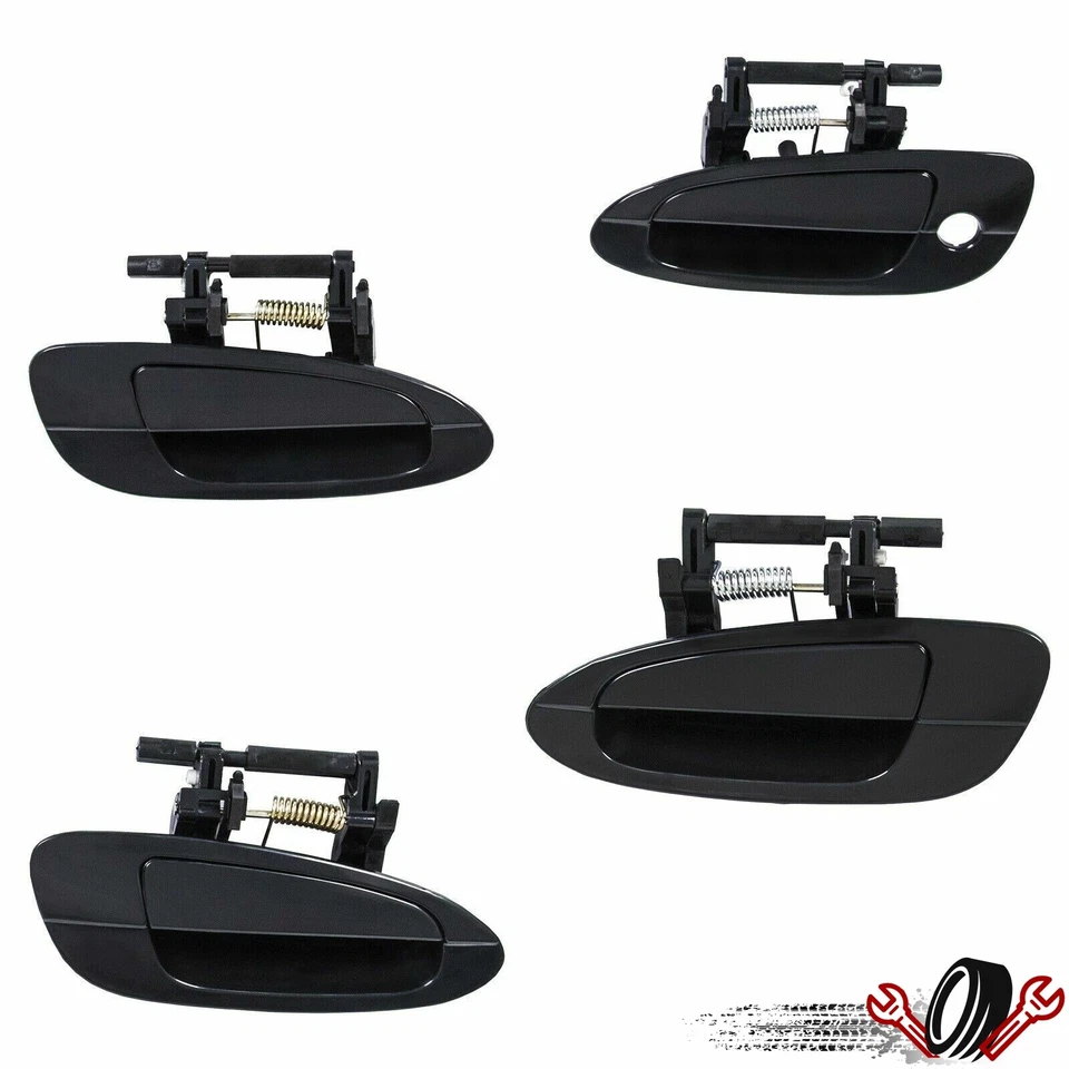 4PCS For 2002-06 Nissan Altima Door Handle Smooth Black Exterior Outside Kit Set - Image 2 of 4