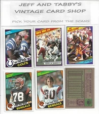 1984 TOPPS FOOTBALL 1-199 / SEE DROP DOWN MENU FOR THE CARD YOU WILL RECIEVE