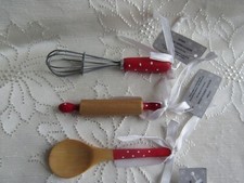 Set of 3 Christmas Ornaments, kitchen rolling pin,spoon, whisk.