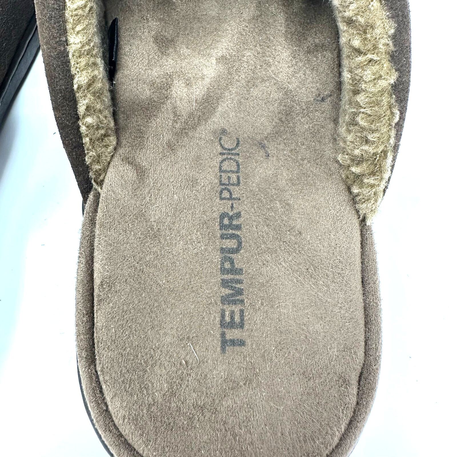 SAOLA Tempur pedic taglia 9 ciabatte extra larghe marrone comode slip on suola calpestata