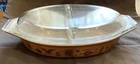 Vintage 1.5 Qt. Pyrex Early American Oval Divided Casserole Dish with Lid Choice