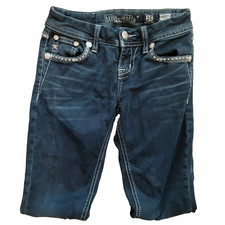 Miss Me Signature Skinny Womens Juniors JE8761SR Dark Blue Jeans Tag Size 24