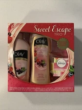 New OLAY Silky Berry Gift Set: Body Lotion, Body Wash + Febreze Sweet Pea Candle
