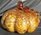 Decorative Orange & Yellow Glass Pumpkin with LOTS of GOLD AVENTURINE, 7" Across — photo 6