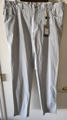 New CANALI 5 Pocket Stretch Pants Men's 40x34 Light Gray Cotton Lightweight