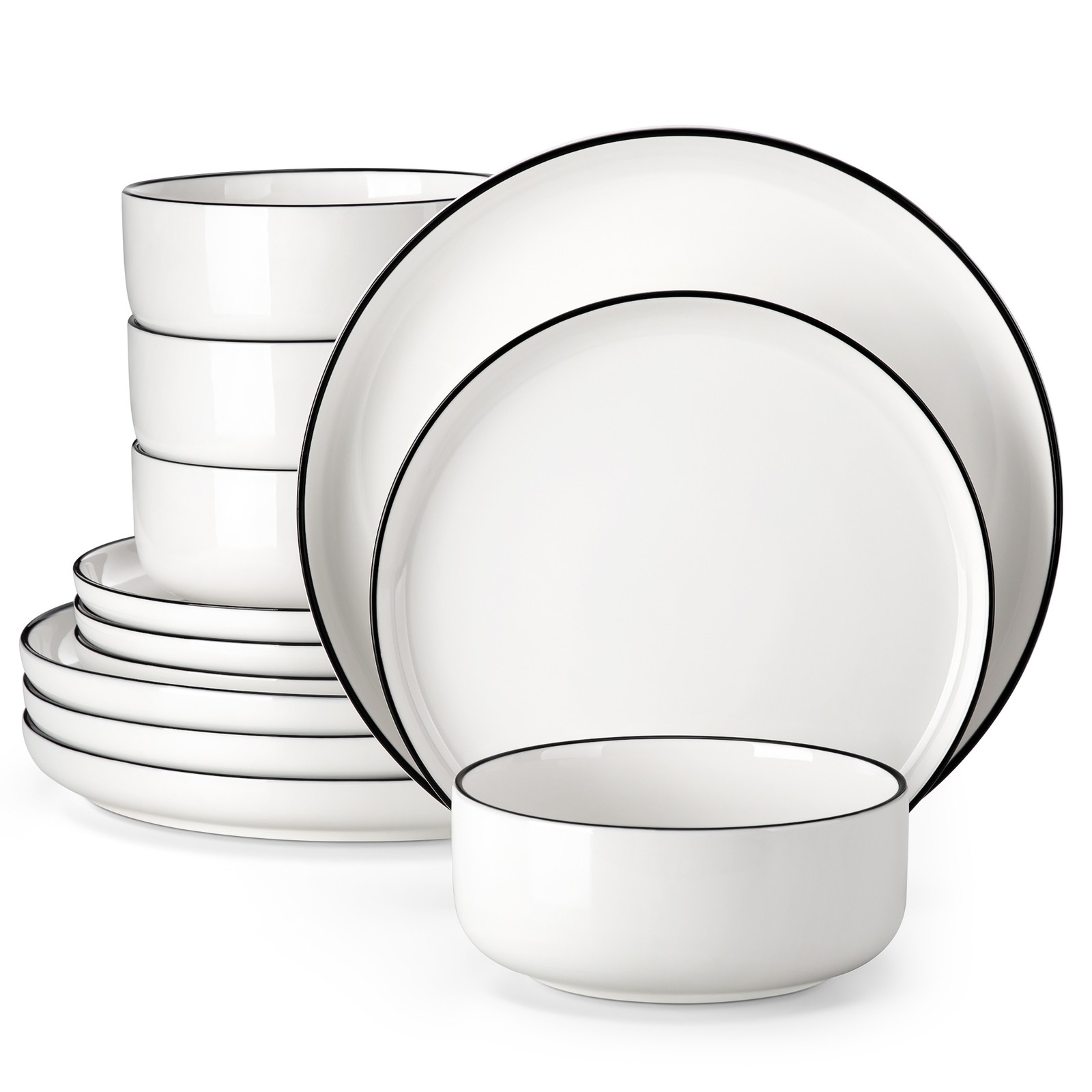 MALACASA Porcelain Dinnerware Set Tableware Bowl and Plate Set Service for 4/6