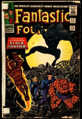 Fantastic Four #52 Marvel 1966 (GD-) 1st Black Panther - Tape on Spine L@@K!