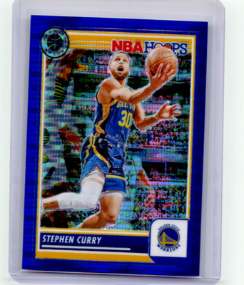 2023-24 NBA Hoops Premium Stock STEPHEN CURRY #192 Blue Pulsar Prizm /75
