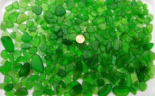 GENUINE BEACH SEA GLASS GREEN LOT SURF TUMBLED RARE 