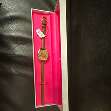 Women's Isaac Mizrah Quartz Watch Brown Dial Gold Tone Brown Leather Strap