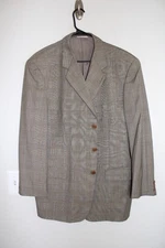 BROWN PLAID GIAN GIACOMO SOLERI 100% WOOL SPORT COAT sz 44R jacket MADE in ITALY