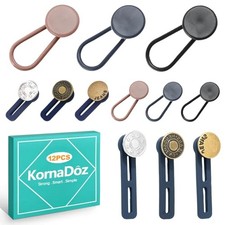 12 Pack Pants Button Extenders for Waist, No-Sew Metal Jean Extender for