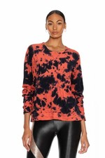 Sundry Tie Dye Sweatshirt Womens Size 2 Coral Navy Pullover Made in USA