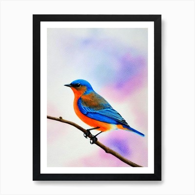 Eastern Bluebird 2 Aquarell Vogel gerahmt Wandbild Poster Leinwanddruck Bild