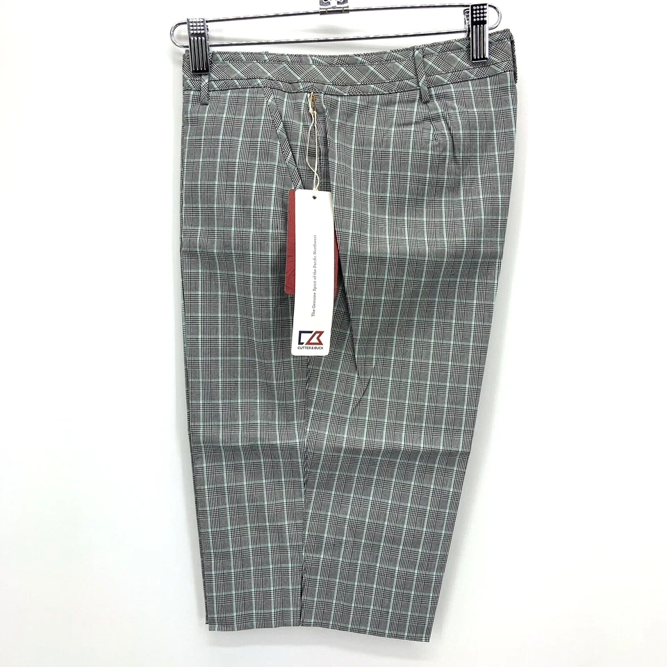 Cutter Buck Golf Shorts DryTech Mint Plaid Size 2 Quick Dry Walk Pickleball NWT - Image 3 of 4