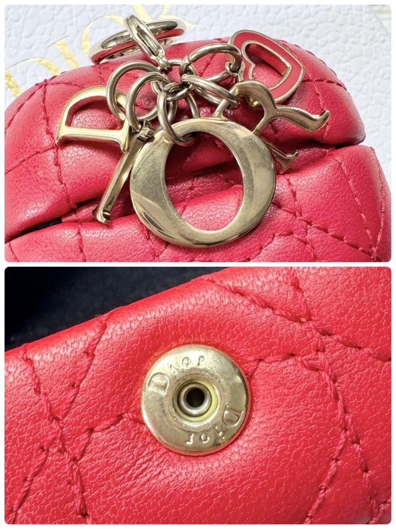 Rare Christian Dior Lady Dior AirPods Pro Case Red Heart Gold