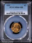 1935 1C Lincoln Wheat Cent PCGS MS 66+ RD | Uncirculated UNC BU