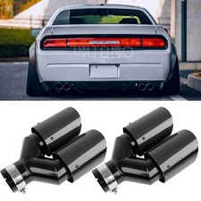 2.5" In to Dual 4" Out Exhaust Tips Carbon Fiber For Dodge Challenger 2008-2023