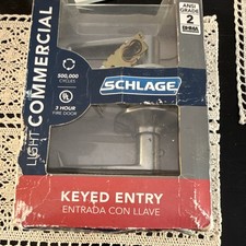 Schlage Light Commercial Keyed Entry Door Lock Metal Satin Finish Silver