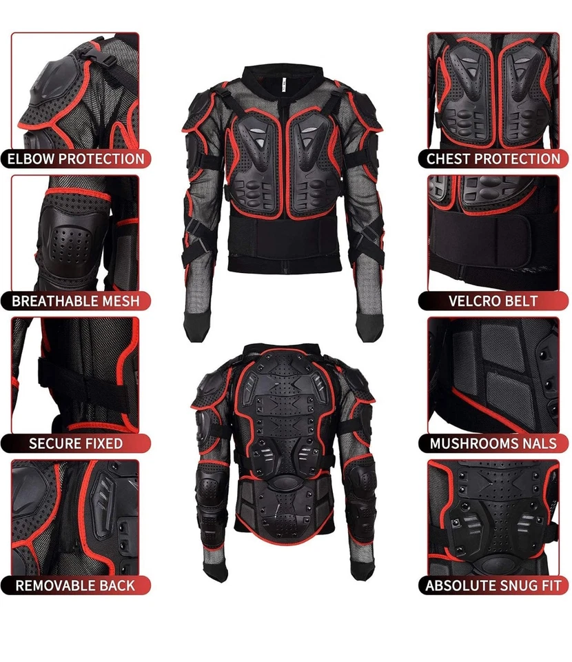 Motorcycle XXL Body Armor Protector Pro Street Motocross ATV Guard Shirt Jacket - Image 4 of 4