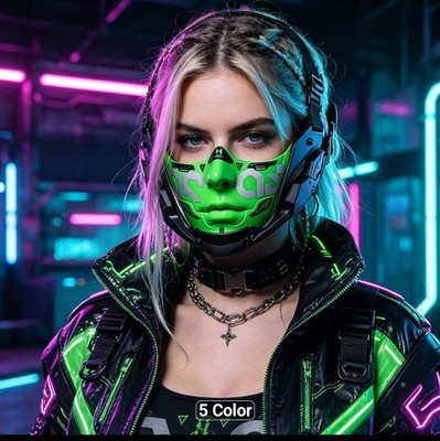 Cyberpunk Mask Green Black Silver