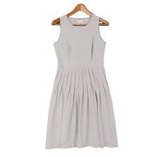 Calvin Klein Dress Beige Sleeveless Pleated Skirt Midi Length Size 4