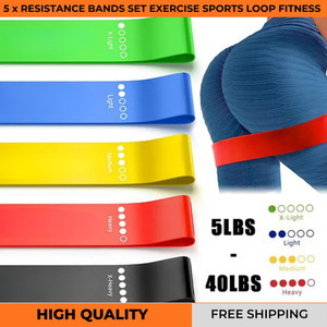 5 x Bandes de résistance Set Exercice Sports Loop Fitness Accueil Gym Yoga Latex Band