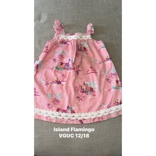 Janie and Jack Island Flamingo Dress 12/18M Pink Tropical Palm Tree Scalloped