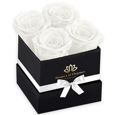 White Forever Real Preserved Roses Box Flowers Valentines Mothers Day Gifts