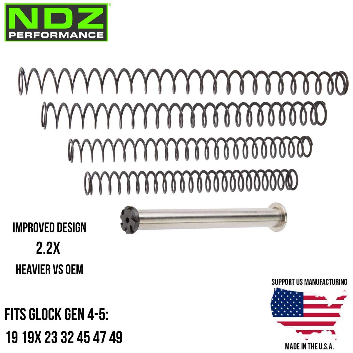 NDZ Glock Gen 4-5 19 23 45 47 Heavyweight Stainless Steel Guide