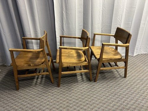 Vintage CHAIR SET mid century modern wood office arm lot dining gunlocke 60s - Picture 14 of 24