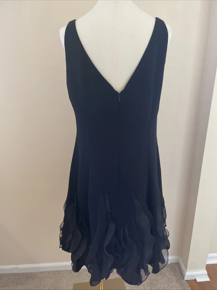 Vestido Formal Boutique Vintage Y2K JS Talla 14 Negro Volantes Hada Cachicho HOCO Foto 3 de 4