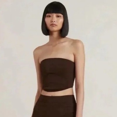 NWT Bec + Bridge Paloma Corset Chocolate Brown Strapless Zipper Tube Top Sz 4