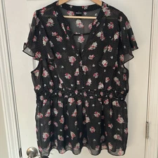 Torrid Floral and Polka Dot Empire Blouse