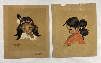 Gerda Christoffersen Native American Children Silk Screen Tewa Prints Set of 2