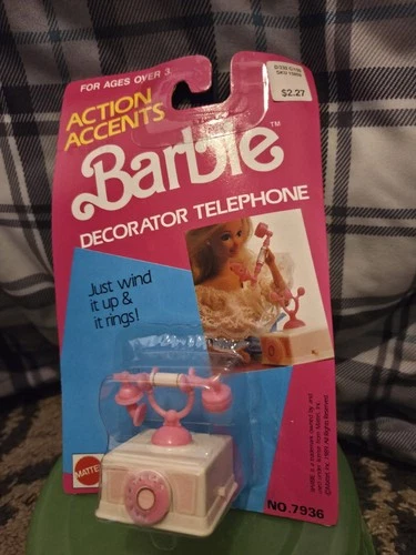 Barbie Vintage Pink Rotary Dial Telephone Accessories New Sealed Woolworth USA