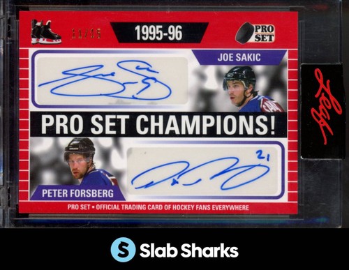 2020 PRO SET MEMORIES JOE SAKIC / PETER FORSBERG CHAMPIONS DUAL AUTO RED /15