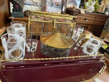 Retro,Vintage,MCM Cocktail Set. 40s 50s tabletop bar cart. All pieces present.