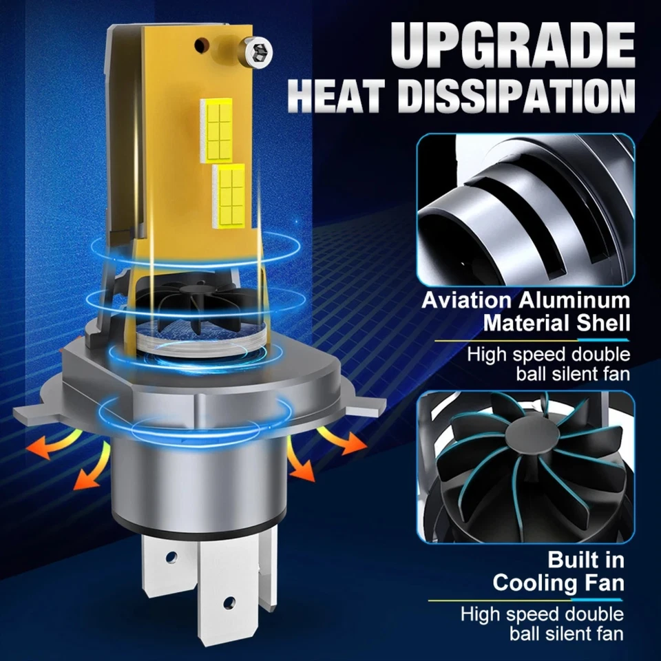 Bombilla LED Moto H4 Hi Lo 6000K 12V Canbus Estanca para Yamaha Suzuki Kawasaki - Imagen 2 de 4