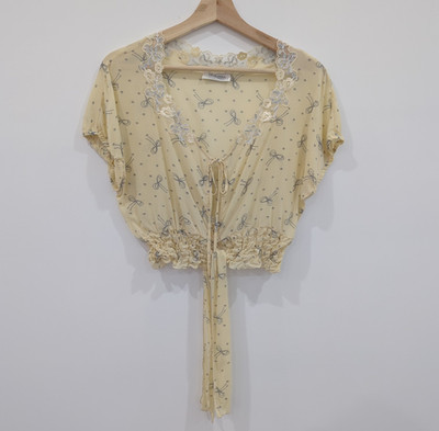 VTG 90s Y2K  Malizia by La Perla Silk Blouse Top Womens S-M Cottagecore Coquette