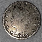 1906 P Liberty Head V Nickel 5C Coin Charles E Barber US Ungraded — photo 1