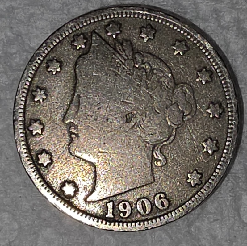 1906 P Liberty Head V Nickel 5C Coin Charles E Barber US Ungraded