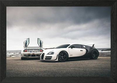 Bugatti Veyron und EB110 gerahmtes Wandbild Poster Leinwanddruck Bild