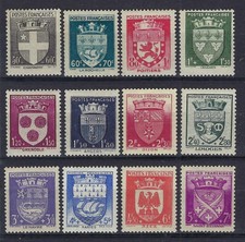 France 1942 National Relief Fund Arms Set Mint Never Hinged (except 1f20) CV £37