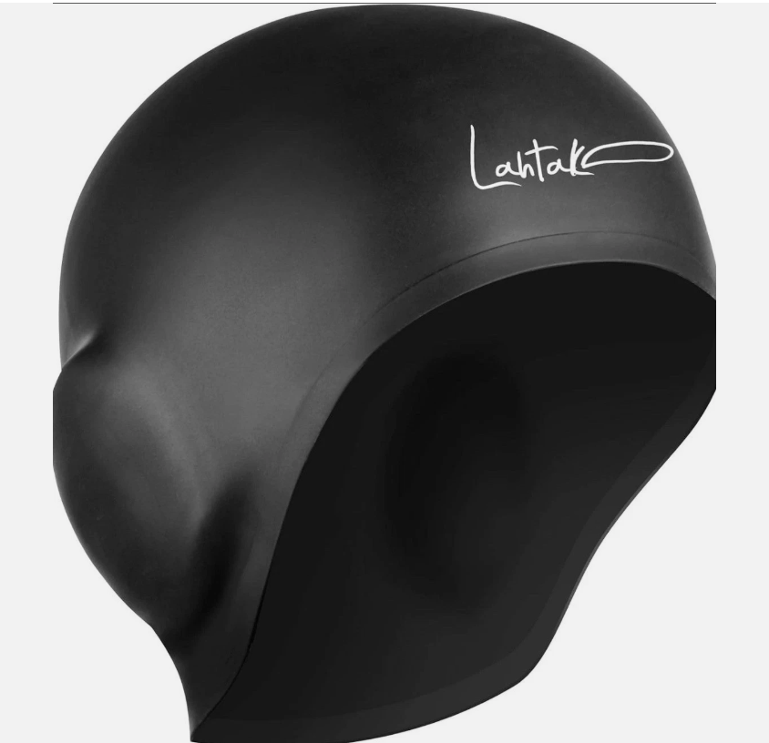 Lahtak 3D Silicone Swim Cap Ear Protection | Waterproof Adult Swimming Hat Black