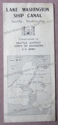 1940s Lake Washington Ship Canal Locks Seattle WA Brochure w Map Photos Facts