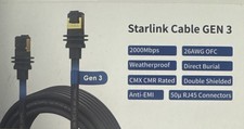 Starlink Cable 33 FT, CMX CMR Rated 26AWG, Gen 3 And Mini - Rectangular Plug