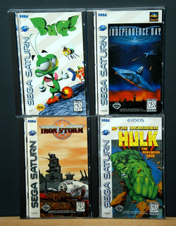 LOTE DE 4 JUEGOS SEGA SATURN INDEPENDENT DAY IRON STORM BUG INCREÍBLE CASCO