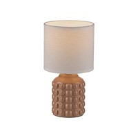 Tischleuchte Stoffschirm Braun Weiß E14 H= 26Cm Schnurschalter Tischlampe Klein